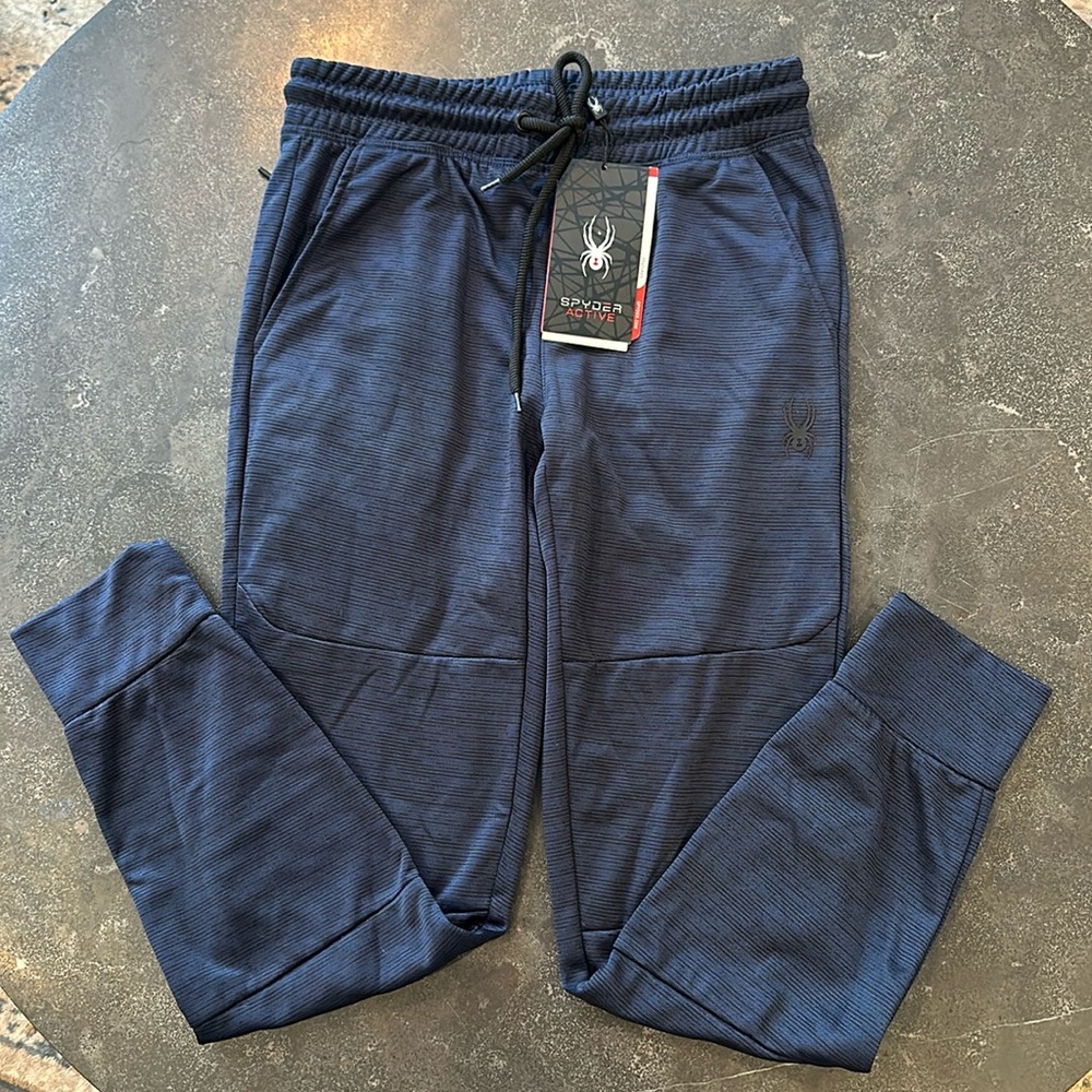 NWT Mens Spyder Active Jogger Pants size Small Navy Blue w/ Black accents